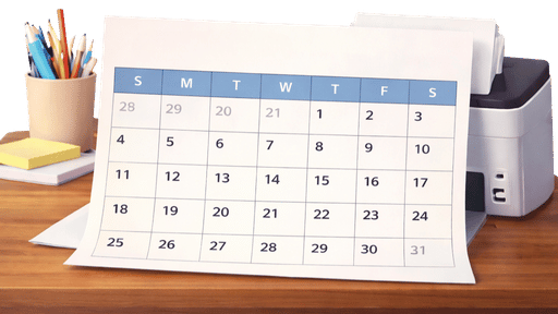 Print-ready clean calendar output